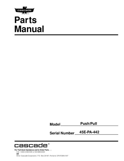 Cascade 45E-PA-442 Push/Pull Parts Manual - cover page