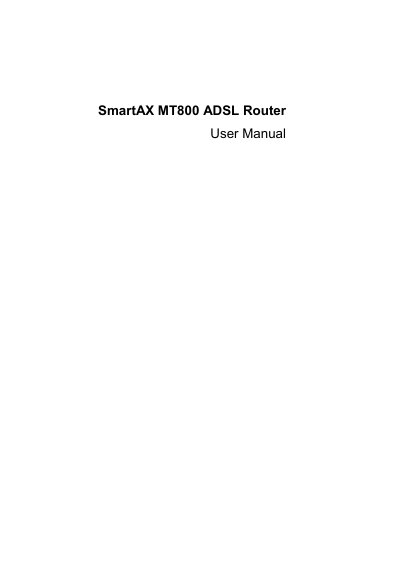 Huawei SmartAX MT800 ADSL Router User Manual - cover page