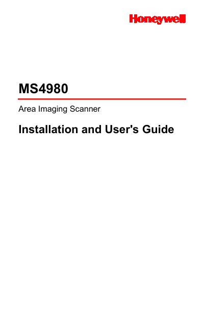 Honeywell MS4980 Area Imaging Scanner Installation and User's Guide - cover page