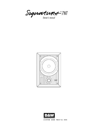 Bowers & Wilkins Signature 7NT Custom Wall Mount Speakers Owner’s Manual - cover page