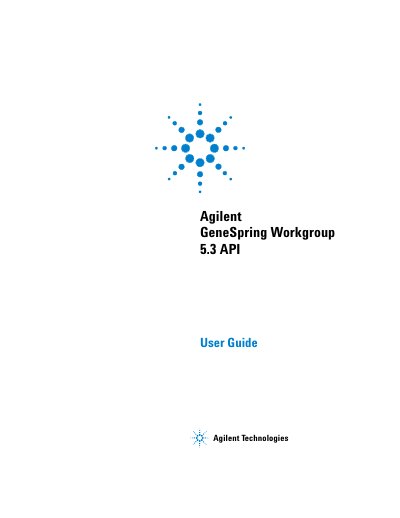 Agilent GeneSpring Workgroup 5.3 API User Guide - cover page