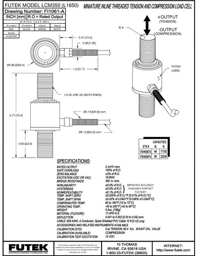 Futek LCM350 Load Cell Datasheet - cover page