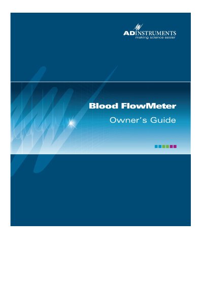 ADInstruments ML191 Blood FlowMeter Owner's Guide - cover page