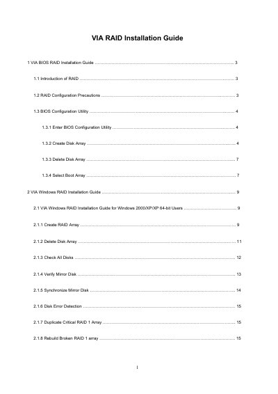 VIA RAID Installation Guide - cover page