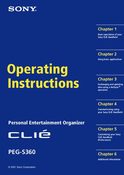 Sony PEG-S360 Operating Instructions - cover page