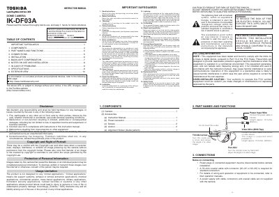 Toshiba IK-DF03A Dome Camera Instruction Manual - cover page