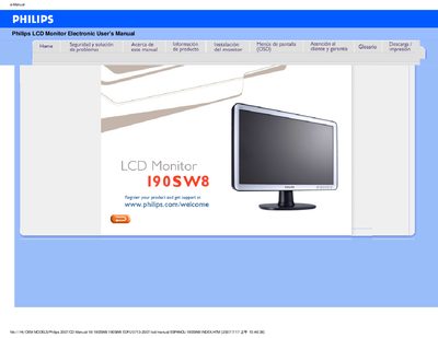 Philips 190SW8 Monitor User Manual