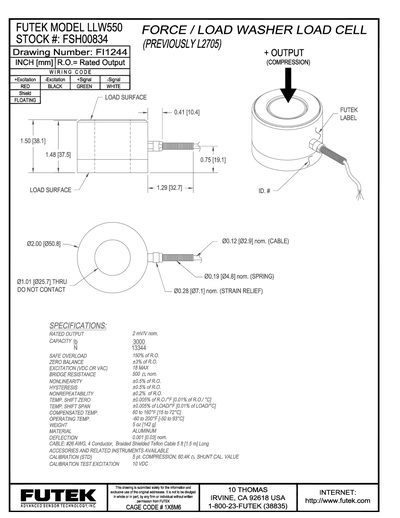 Futek LLW550 Load Cell Handbook - cover page
