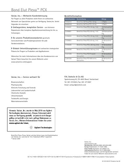 Agilent Bond Elut Plexa PCX Product Leaflet - cover page