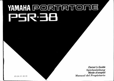 Yamaha PSR-38 PortaTone Owner's Guide - cover page
