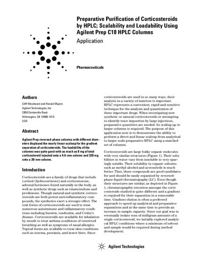 Agilent Prep C18 HPLC Columns Application Note - cover page