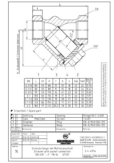 Krombach S4-497a technology data - cover page