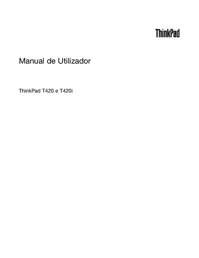 Lenovo ThinkPad T420/T420i User Manual - cover page