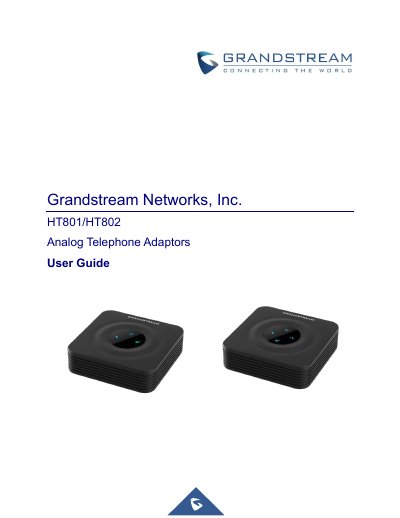 Grandstream HT801/HT802 Analog Telephone Adapter User Guide - cover page
