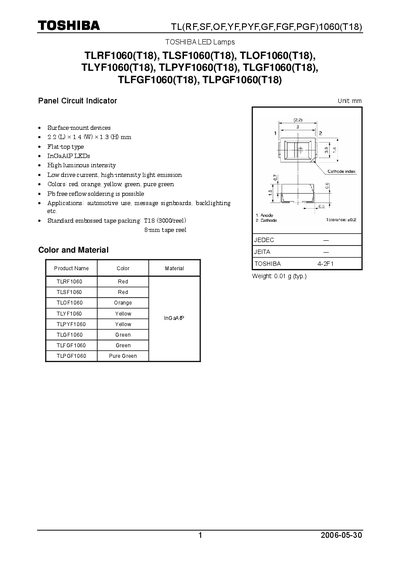 Toshiba TL(RF,SF,OF,YE,PYF,GE,FGF,PGF)1060(T18) User Manual