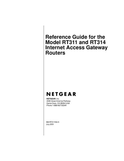 Netgear RT311/RT314 Reference Guide - cover page