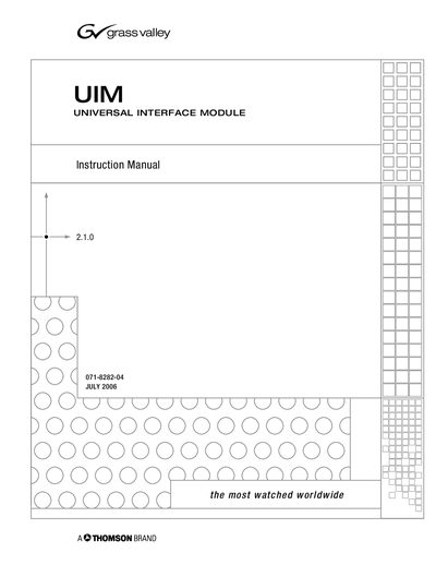 Thomson Universal Interface Module (UIM) User Manual - cover page
