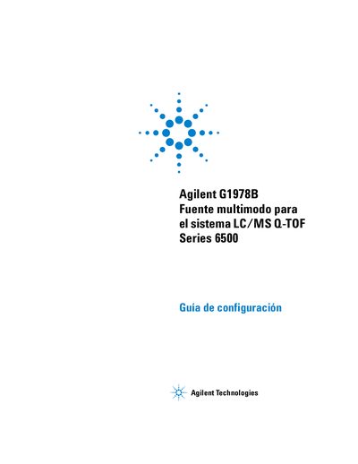 Agilent G1978B Fuente multimodo para el sistema LC/MS Q-TOF Series 6500 Manual - cover page