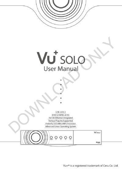 Vu+ SOLO User Manual - cover page