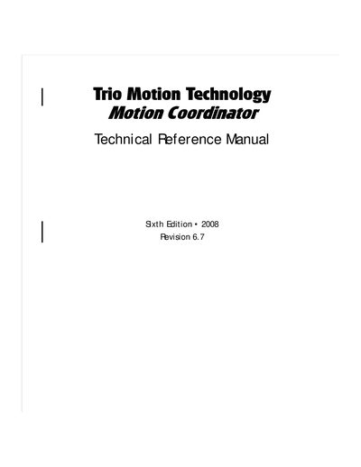Trio Motion Technology Motion Coordinator Service Manual - cover page