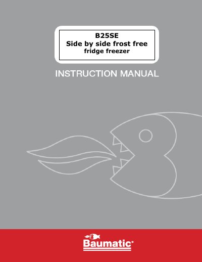 Baumatic B25SE Side by Side Frost Free Fridge Freezer User Manual - cover page