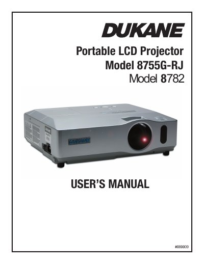 Dukane 8755G-RJ/8782 Portable LCD Projector User's Manual - cover page