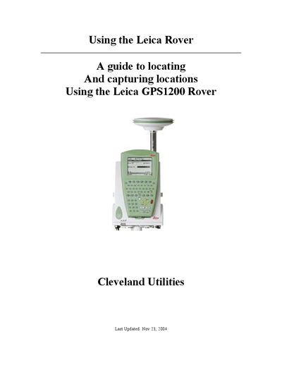 Leica GPS1200 Rover User Manual - cover page