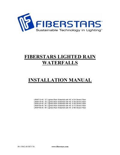 Fiberstars Lighted Rain Waterfalls Installation Manual - cover page