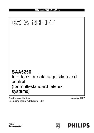Philips SAA5250 Data Sheet - cover page