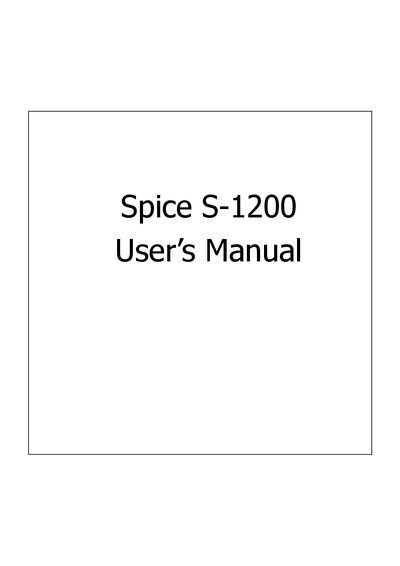 Spice SF1200 Mobile Phone User Manual