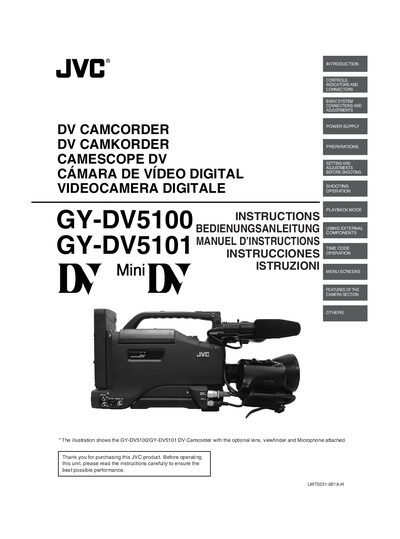 JVC GY-DV5100/GY-DV5101 DV Camcorder User Manual - cover page