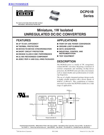 Burr-Brown DCP01B Series Datasheet - cover page