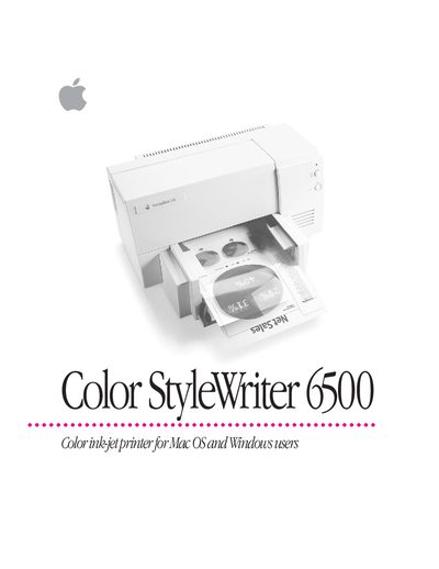 Apple Color StyleWriter 6500 User Manual - cover page