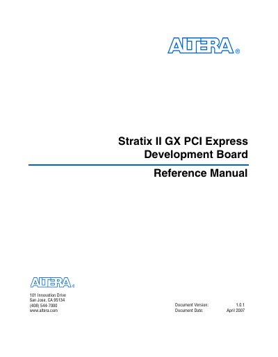 Altera Stratix II GX PCI Express Development Board Reference Manual - cover page