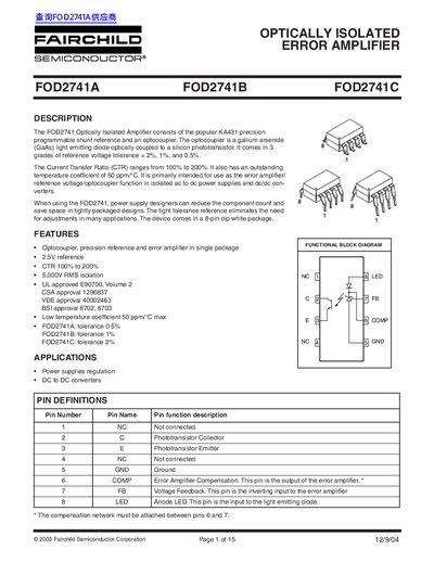 FAIRCHILD FOD2741A handbook - cover page