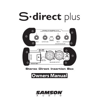 Samson S direct plus Stereo Direct Insertion Box User Manual - cover page
