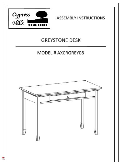 Greystone AXCRGREY08 Desk Assembly Instructions - cover page