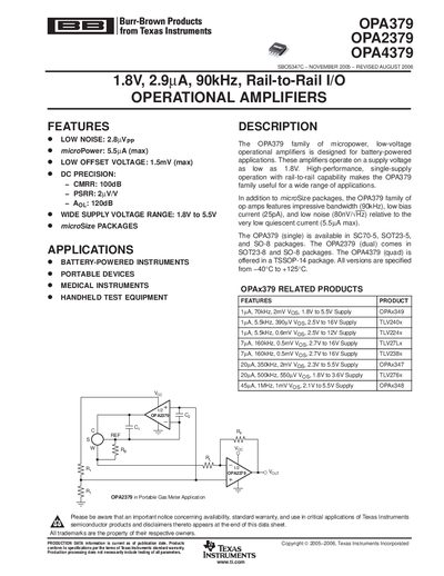 Texas Instruments OPA379/OPA2379/OPA4379 Operational Amplifier Datasheet - cover page