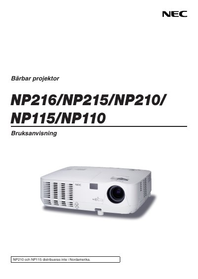 NEC NP216/NP215/NP210/NP115/NP110 User Manual