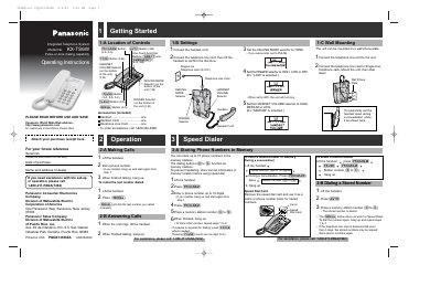 Panasonic KX-TS6W Integrated Telephone System Operating Instructions - cover page