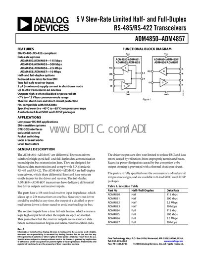 ANALOG DEVICES ADM4854 handbook - cover page