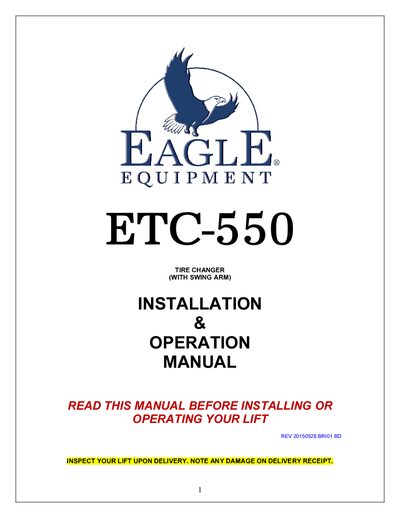 Eagle Equipment ETC-550 Tire Changer Installation Guide