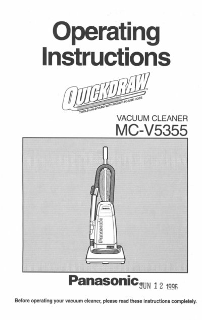 Panasonic MC-V5355 Vacuum Cleaner Operating Instructions - cover page
