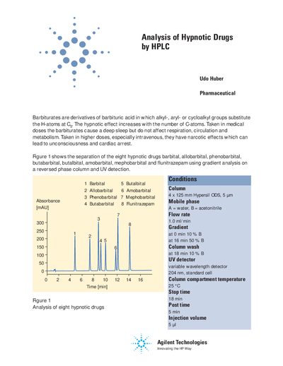 Agilent 1100 Series Analysis of Hypnotic Drugs by HPLC Application Note - cover page