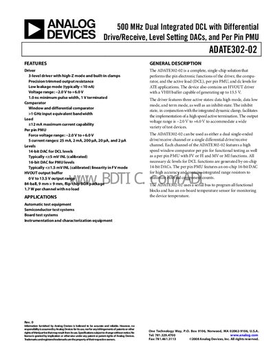 Analog Devices ADATE302-02 Datasheet - cover page