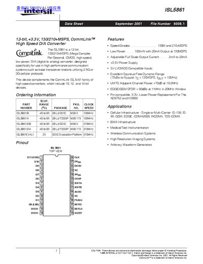 Intersil ISL5861 Datasheet - cover page