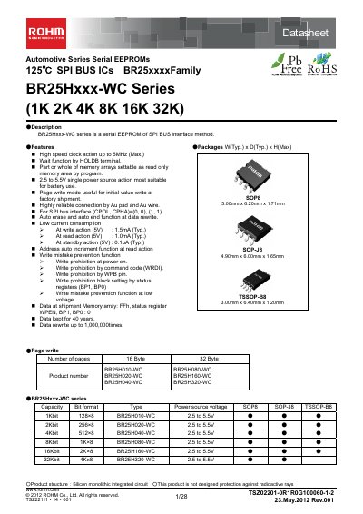 ROHM BR25H010F-W Manual - cover page