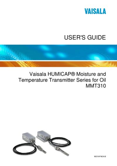 Vaisala MMT310 User Guide - cover page