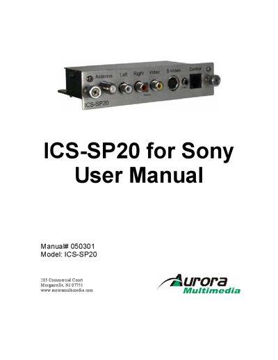 Aurora Multimedia ICS-SP20 User Manual - cover page