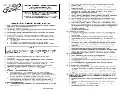 Deltran Battery Tender P/N 022-0211 User Manual - cover page